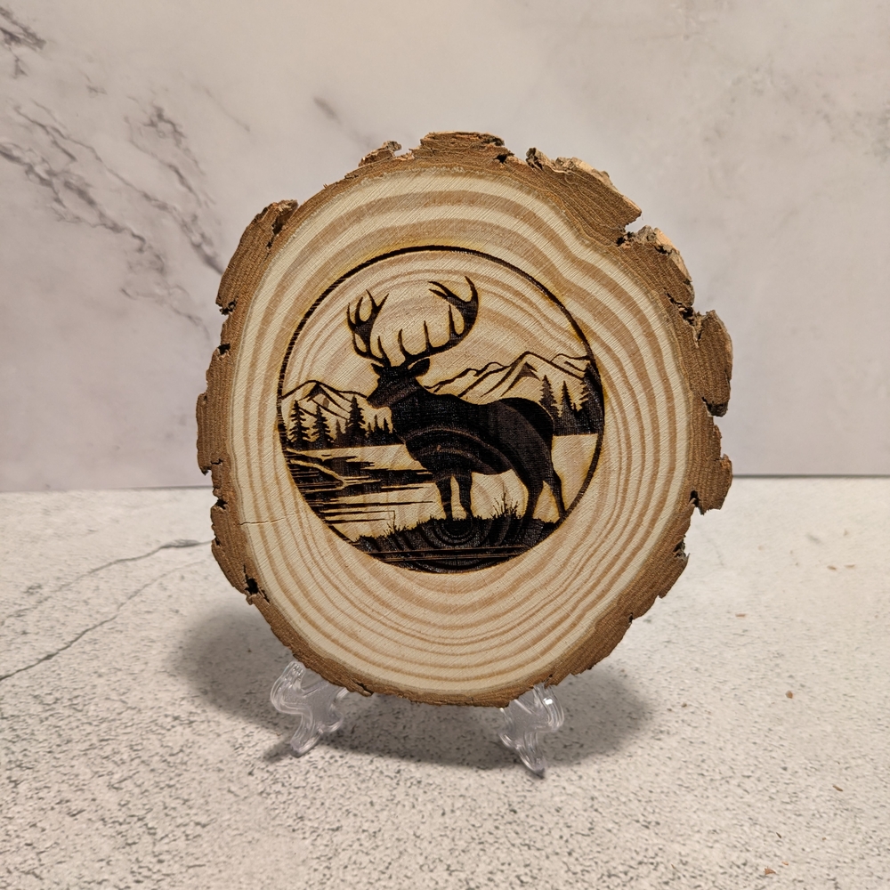 Wooden Deer Engraved Plaque